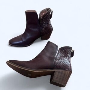 Lucky Brand Western Brown Booties with Zipper